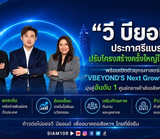 “วีบียอนด์” ประกาศ รีแบรนด์และปรับโครงสร้างครั้งใหญ่ ในรอบ 11 ปี พร้อมเปิดตัวยุทธศาสตร์เชิงรุก “VBEYOND’S Next Growth Chapter” มุ่งสู่อันดับ 1 ศูนย์กลางค้าส่งอสังหาฯ แบบครบวงจร