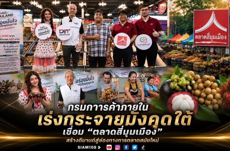 กรมการค้าภายใน เร่งกระจายมังคุดใต้ เชื่อม “ตลาดสี่มุมเมือง” สร้างดีมานด์สู่ช่องทางการตลาดสมัยใหม่