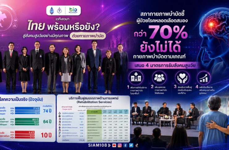 สภากายภาพบำบัดชี้ ผู้ป่วยโรคหลอดเลือดสมองกว่า 70% ยังไม่ได้กายภาพบำบัดตามเกณฑ์ เสนอ 4 มาตรการรับสังคมสูงวัย